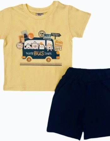 Σετ Κοντομάμικη Μπλούζα World Bus Tours Με Βερμούδα